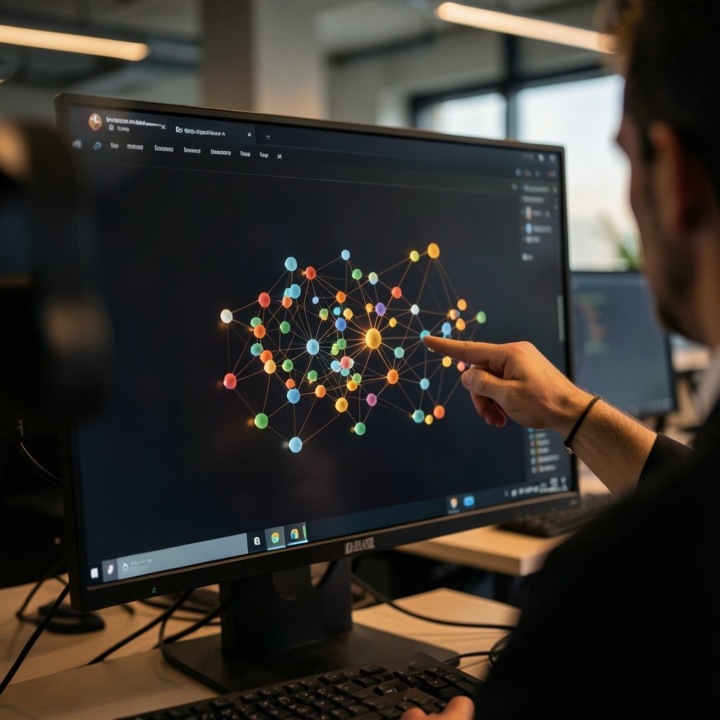 Cluster diagram highlighting grouped wallet addresses on an analytical display